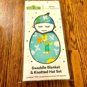 New in Box Little Sleepies Sesame Street Swaddle and Hat Infant set NWT